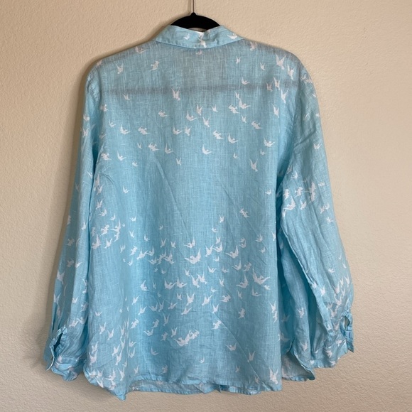 J. Jill linen long sleeve blouse light blue sparrows see measurements. - Picture 3 of 3